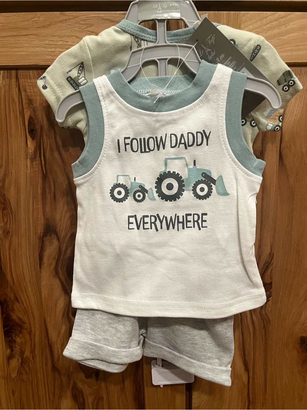 White & Sage Tractor Tank and Short Set - Kids Matching Sets